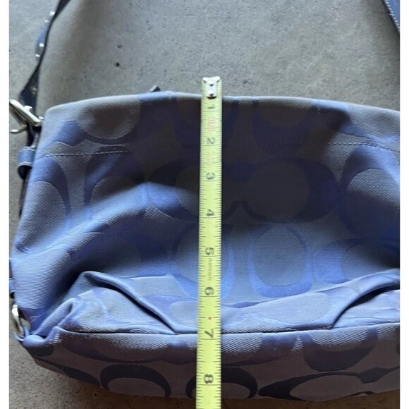 Vintage Coach Blue Carly Women’s Handbag Purse Bag Signature Print Canvas F15068 - Picture 6 of 16